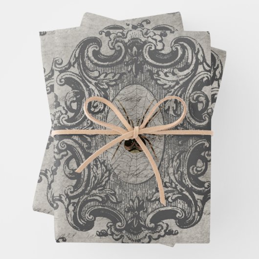 Große Gerahmte Spinne auf hellgrau Geschenkpapier Set (Beispiel)