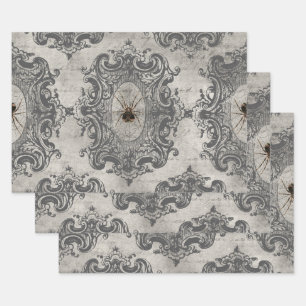 Große Gerahmte Spinne auf hellgrau Geschenkpapier Set