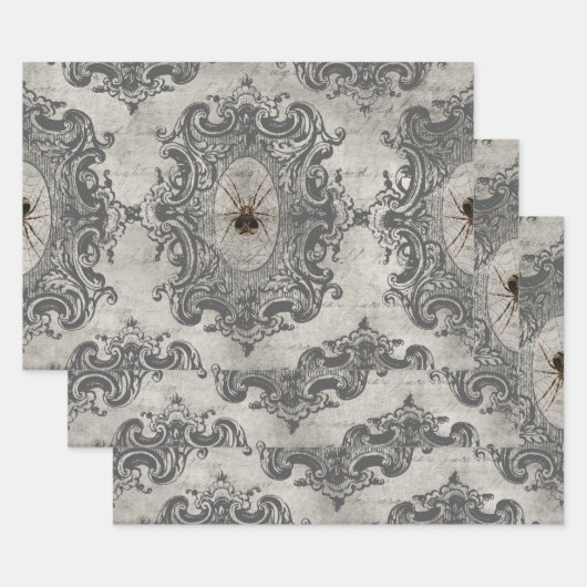 Große Gerahmte Spinne auf hellgrau Geschenkpapier Set (Set)