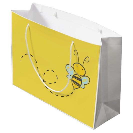 GROSSE GESCHENK-TASCHE MIT BIENE IM FLUG GROßE GESCHENKTÜTE (Rückseite Schrägansicht)
