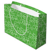 Große Geschenkbeutel-grüne Kreise Geschenktüte (Rückseite Schrägansicht)