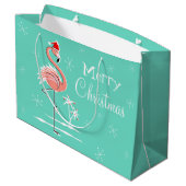 Große Geschenktasche der Weihnachtsflamingo-frohen Große Geschenktüte (Rückseite Schrägansicht)