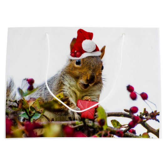 Große Geschenktasche des Weihnachtseichhörnchens Große Geschenktüte (Vorderseite)