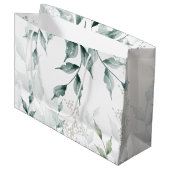 Große Geschenktasche | Grayed Jade Green Botanical Geschenktüte (Vorderseite Schrägansicht)