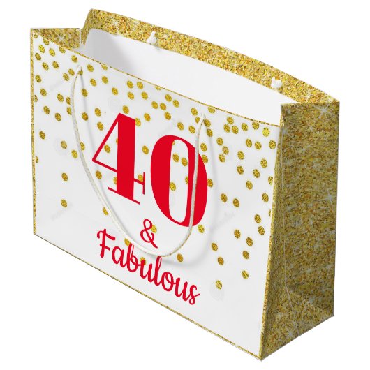 Große Geschenktasche - Meilenstein Gold Geschenktüte (Rückseite Schrägansicht)