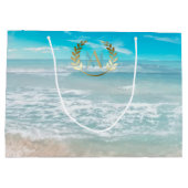 Große Geschenktasche | Moderner geometrischer Stra Geschenktüte (Rückseite)