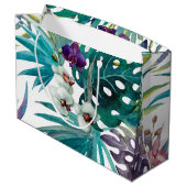 Große Geschenktasche - tropische Orchideen Geschenktüte (Rückseite Schrägansicht)