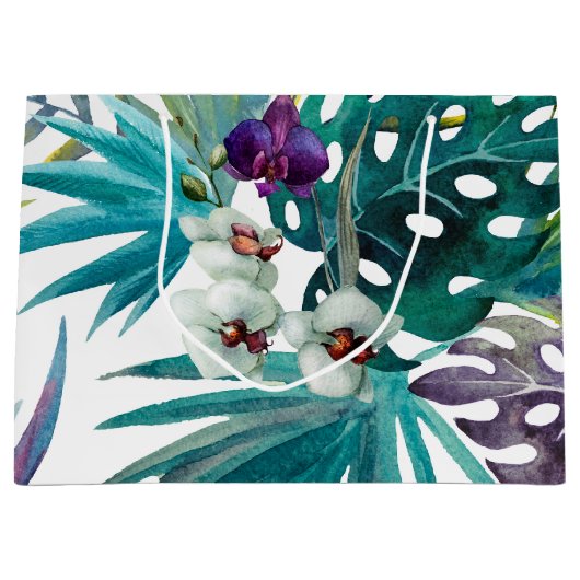 Große Geschenktasche - tropische Orchideen Große Geschenktüte (Vorderseite)