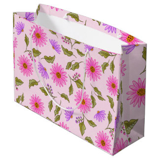 Große Geschenktüte aus Papier mit rosa floralem Sp