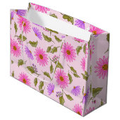 Große Geschenktüte aus Papier mit rosa floralem Sp (Vorderseite Schrägansicht)