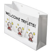 große Geschenktüte für Triplets, Verpackungspapier (Vorderseite Schrägansicht)