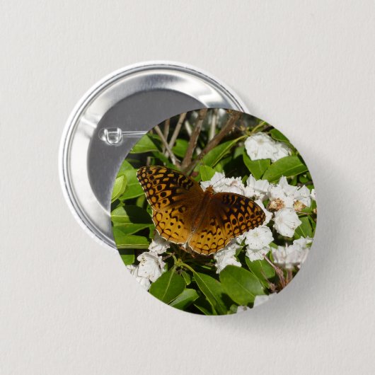 Große geschwungene Fritille auf dem Berg Laurel Button (Vorne & Hinten)