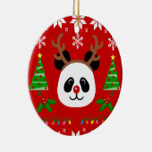 Große Gesichts-Panda-Cartoon-Weihnachtsgeweihe Keramik Ornament (Rechts)