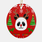 Große Gesichts-Panda-Cartoon-Weihnachtsgeweihe Keramik Ornament (Links)
