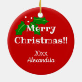 Große Gesichts-Panda-Cartoon-Weihnachtsgeweihe Keramik Ornament (Hinten)