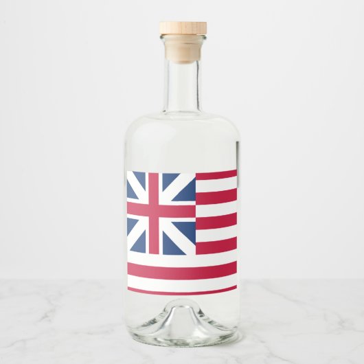 Große Gewerkschaft, 1. US-Flagge für Kolonien Alkoholflaschenetikett (Vorderseite)