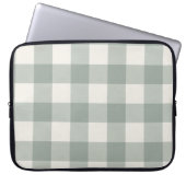 Große Gingham-Karo karierte, hellgrüne Salbei Laptopschutzhülle (Vorderseite)