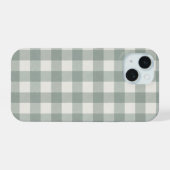 Große Gingham-Karo Karomuster helles Salbeigrün iPhone 15 Hülle (Rückseite (Horizontal))