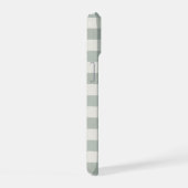 Große Gingham-Karo Karomuster helles Salbeigrün iPhone 15 Hülle (Rechte Seite)