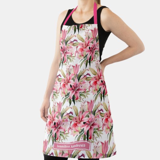 Große Girl Pink Stargazer Lily Floral Schürze (InSitu)
