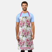 Große Girl Pink Stargazer Lily Floral Schürze (Getragen)