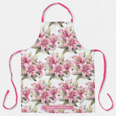 Große Girl Pink Stargazer Lily Floral Schürze (Vorderseite)