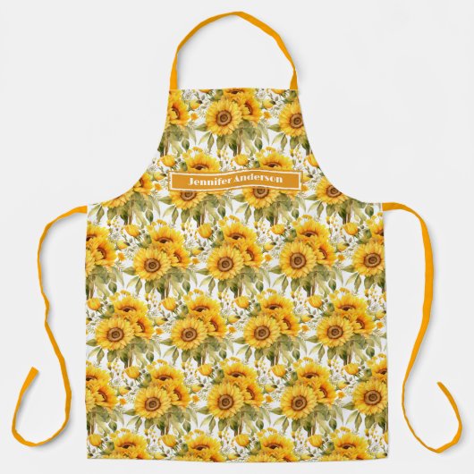 Große Girl Sonnenblumen Blumen Schürze (Vorderseite)