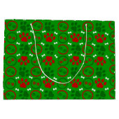 Große, glänzende grüne Weihnachtsgeschenktasche Große Geschenktüte (Rückseite)