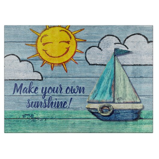 Große Glasplatte Driftwood Beach Design Schneidebrett (Vorderseite)