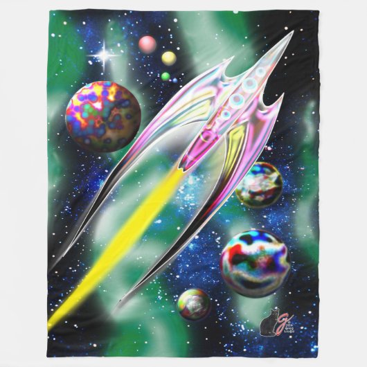 Große Glasrakete Fleecedecke (Vorderseite)