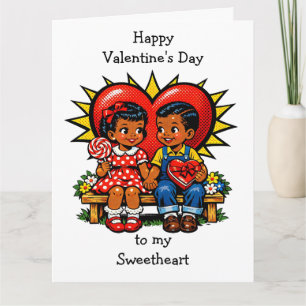 Große Glückliche Valentinstag Retro-Pop-Art Vintag Karte