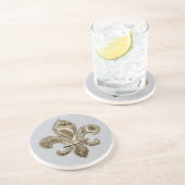 Große Gold Lilie Muster Sandstone Untersetzer (Seite)