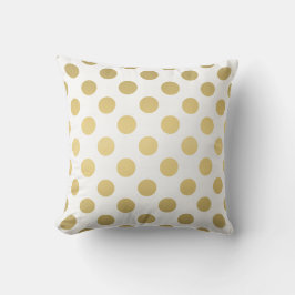 Große Gold Polka Dots Muster weiß Kissen