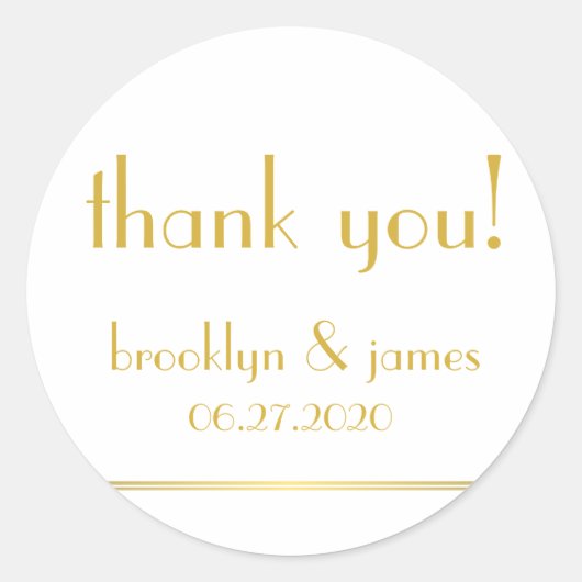 Große goldene Gatsby Hochzeitskleber Runder Aufkleber (Vorderseite)