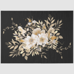 Große goldene Tone Blüte schwarze Decoupage Seidenpapier