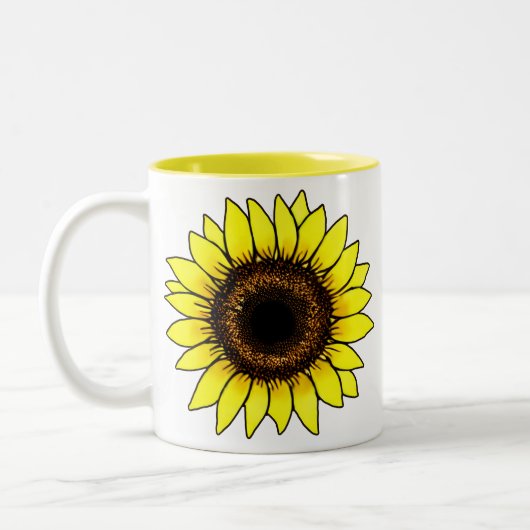 Große goldgelbe Sonnenblume Zweifarbige Tasse (Links)