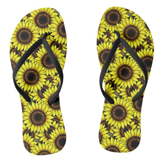 Große goldgelbe Sonnenblumen Badesandalen (Fußbett)