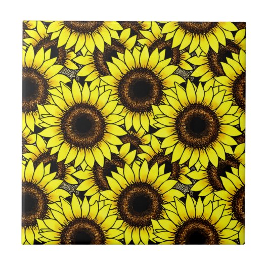 Große goldgelbe Sonnenblumen Fliese (Vorderseite)