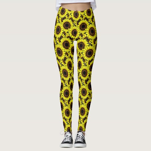 Große goldgelbe Sonnenblumen Leggings (Vorderseite)