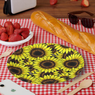 Große goldgelbe Sonnenblumen Pappteller