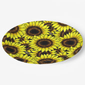 Große goldgelbe Sonnenblumen Pappteller (Schrägansicht)