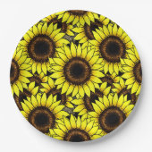 Große goldgelbe Sonnenblumen Pappteller (Vorderseite)