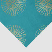 Große Goldkompasse im Aquamarinen Decoupage Seidenpapier (Detail)