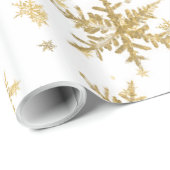 Große Goldschneeflocken auf Weiß Geschenkpapier (Rolleneckpunkt)
