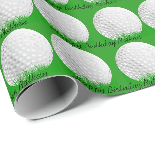 Große Golfbälle im Gras Geschenkpapier (Rolleneckpunkt)