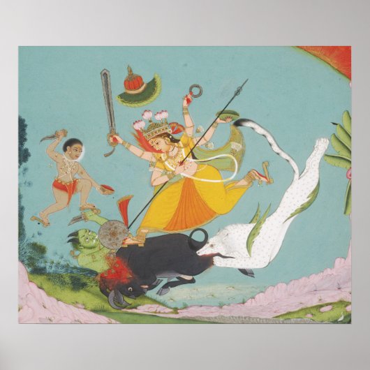 Große Göttin Durga tötet den Büffeldämon Poster (Vorne)