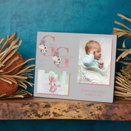 Große Grandma GG Blumenbriefe | 2 FOTO Fotoplatte (Seite)