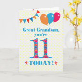 Große Grandson 11. Geburtstagskarte Karte (Gelbe Blume)