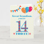 Große Grandson 14. Geburtstagskarte Karte (Gelbe Blume)