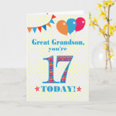 Große Grandson 17. Geburtstagskarte Karte (Gelbe Blume)